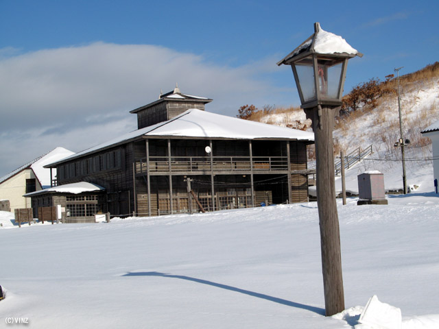 雪景色 北海道　道北 オロロンライン 小平鰊番屋（おびらにしんばんや） 道の駅併設